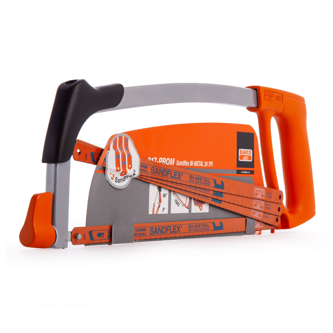 ハシビロコウ  Bahco 317-PROM Sandflex Bi-Metal Single Hacksaw Comfort Grip and 3
