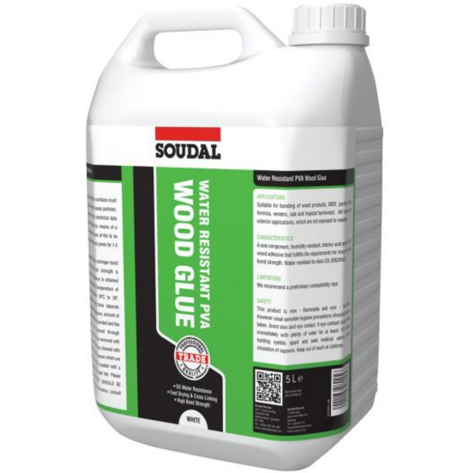 Soudal 168307 D3 Trade Water Resist Wood Glue 5 Litre