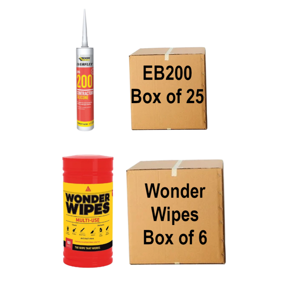 Everbuild 200 Contractors LMA Silicone Sealant 295ml and Wonder Wipes Deal