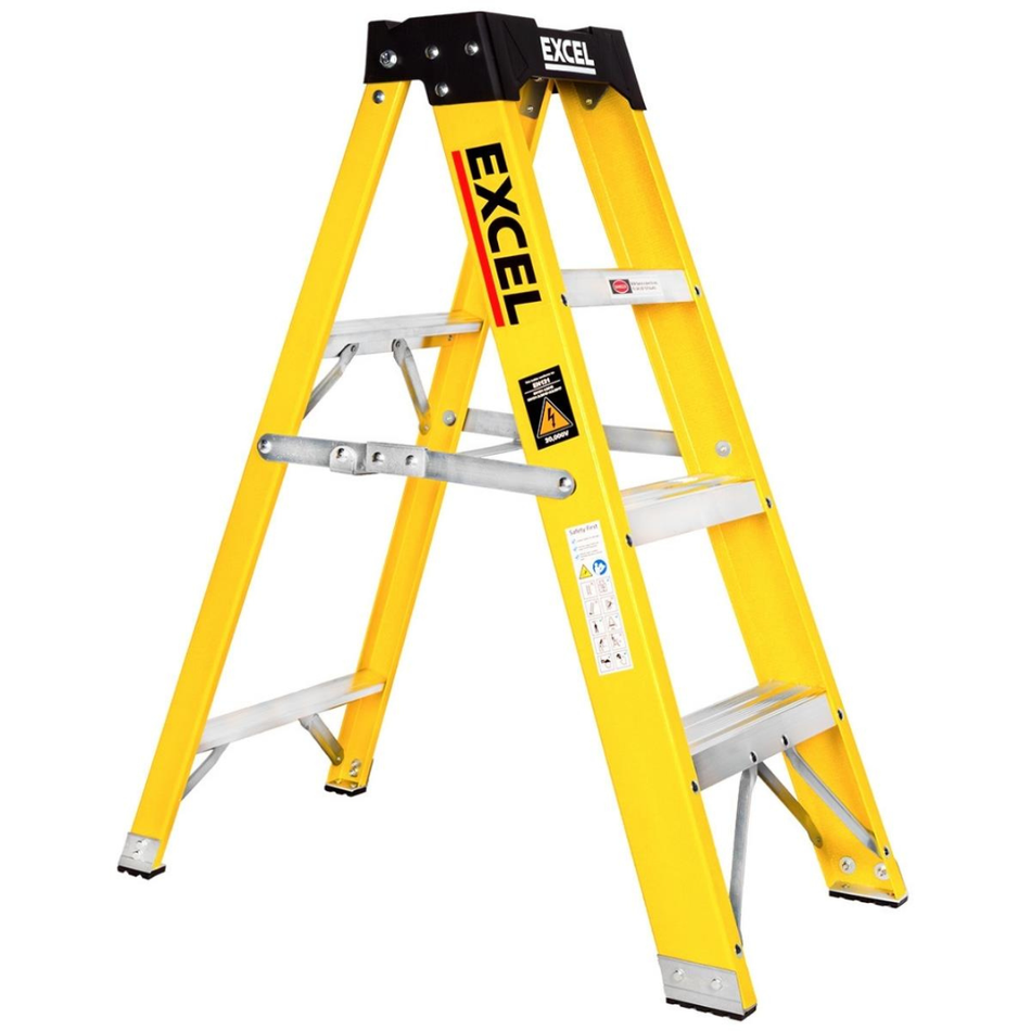 Excel Electricians Fibreglass Step Ladder 4 Tread 0.96m EN131 Heavy Duty