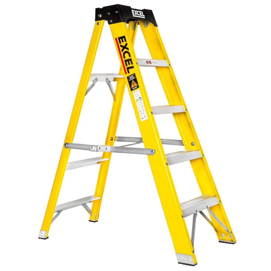Excel Electricians Fibreglass Step Ladder 5 Tread 1.2m EN131 Heavy Duty