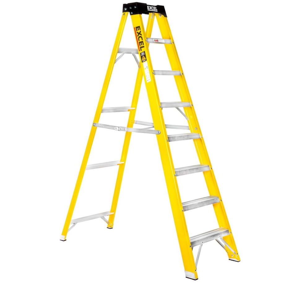 Excel Electricians Fibreglass Step Ladder 8 Tread 1.91m EN131 Heavy Duty
